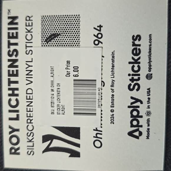 ❤️BUY 2 GET 1 FREE  Roy Lichtenstein Ohhh... Alright... Sticker - Picture 3 of 5